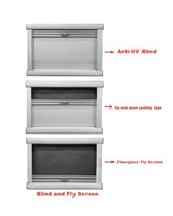 Sanjo Flat Push-Out Caravan Window with Blind - H450xW500mm