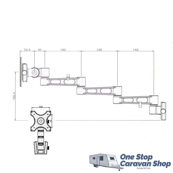 Sphere S2 Black Triple Arm TV Bracket