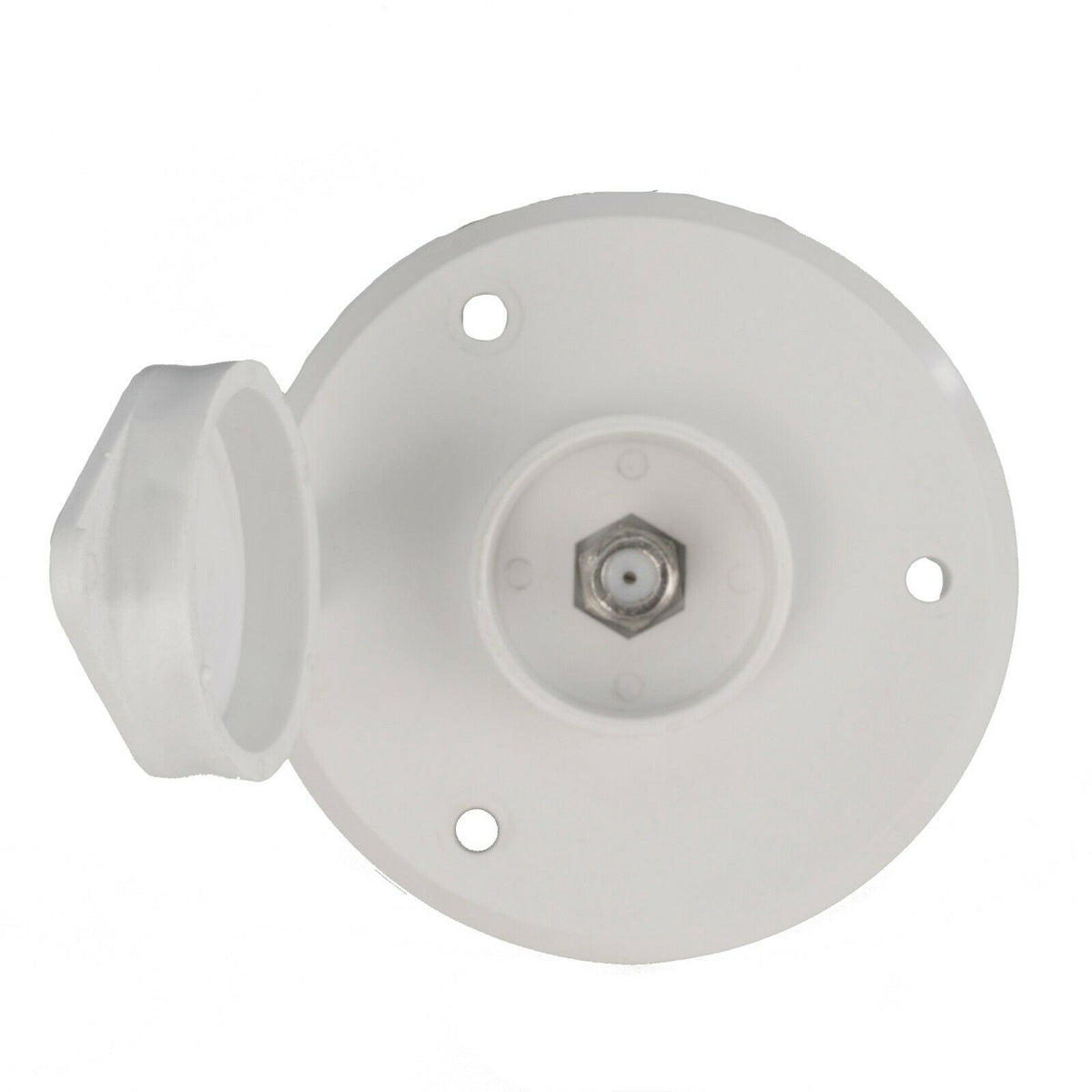 White Round Cable TV Receptacle – One Stop Caravan Shop