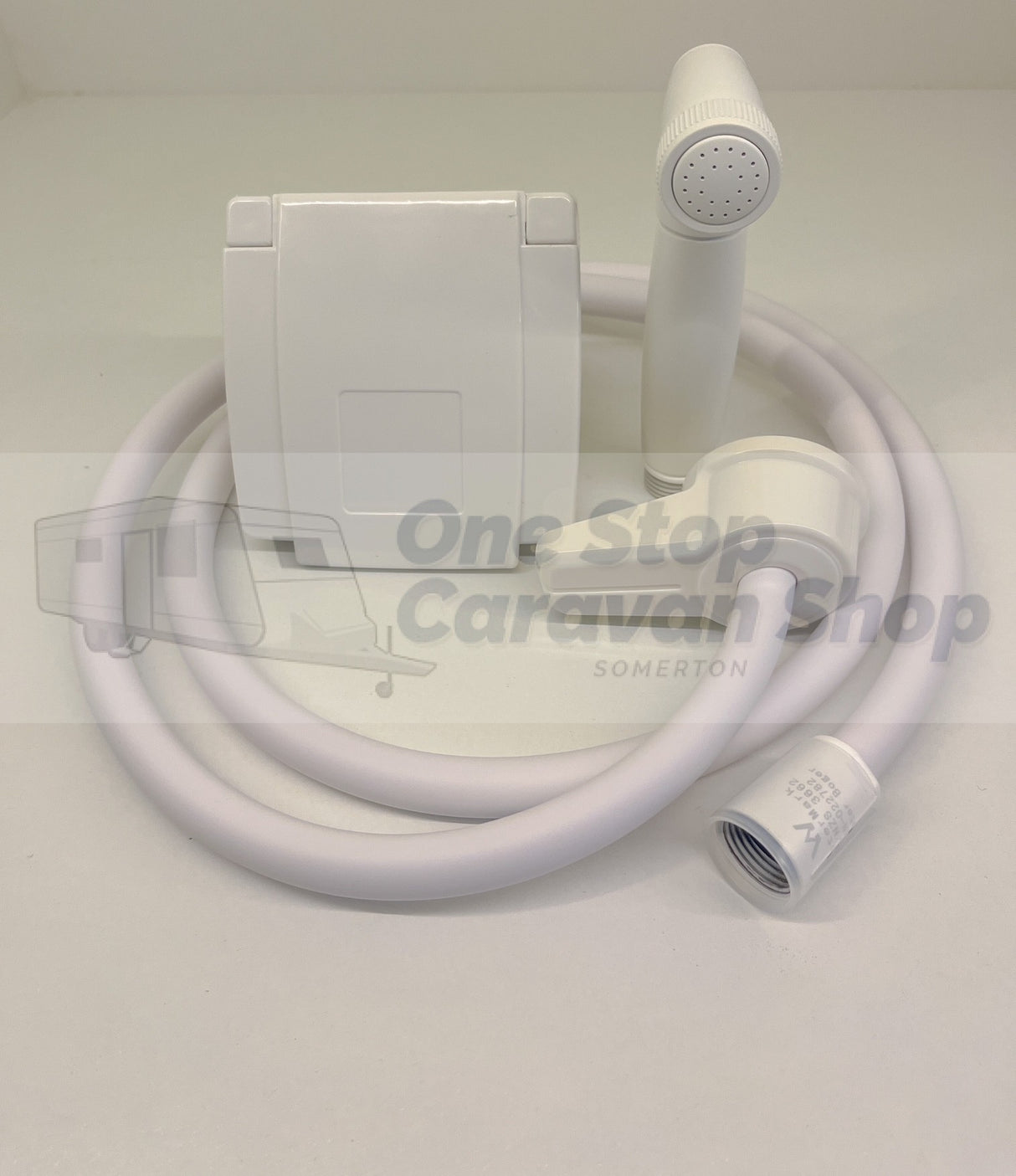COAST RV Non WaterMarked External Camper Shower Point | White with 1.5Mtr Hose-800-06005
